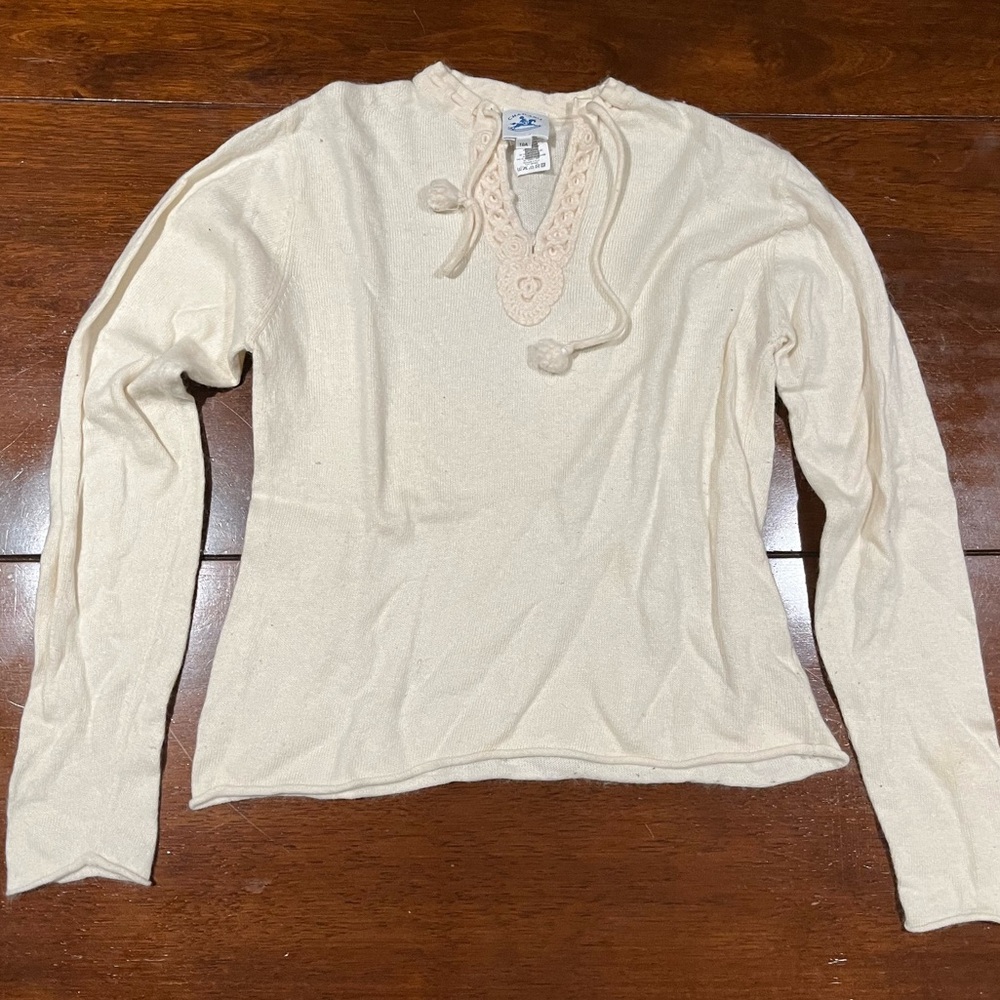 Charabia Cream Long Sleeve Girl’s Sweater